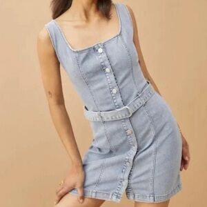 REFORMATION Belted Denim Dress size 10 NWOT